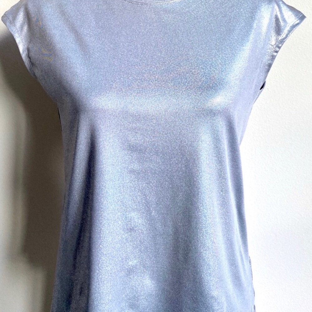 More Than Magic Silver Top Open Back Glitter Tee